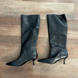 Clarks Black Leather Knee-High Boots